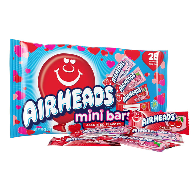 Airheads Candy Variety Bag, Individually Wrapped Valentine's Mini Bars, Nut Free, 12 oz