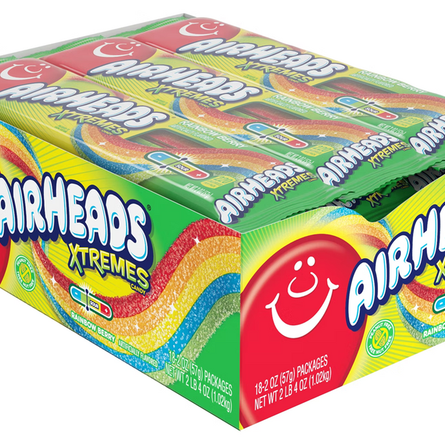 Airheads Xtremes Sweetly Sour Belts, 18 ct.