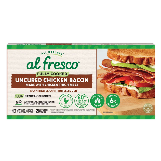 Al Fresco Original Uncured Chicken Bacon, 3 oz, Fully Cooked