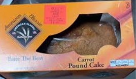 American Classic Whole carrot Pound Cake 10 oz