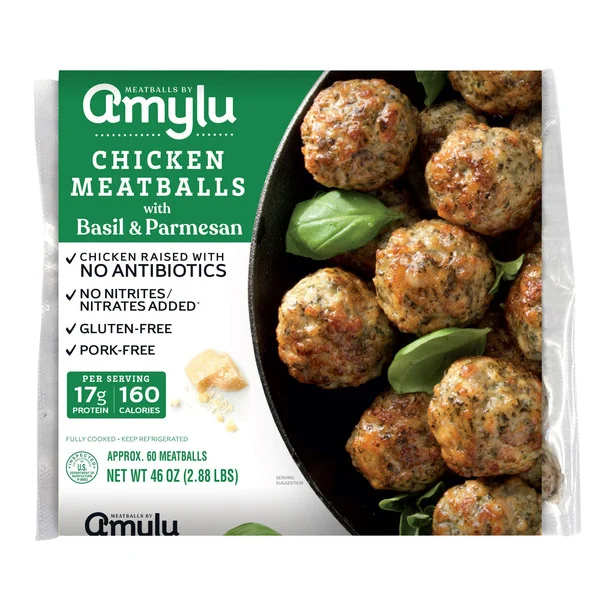 Amylu Chicken Meatballs Basil & Parmesan, 46 oz