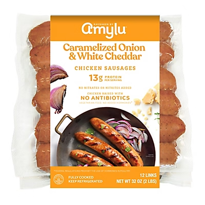 Amylu Foods Caramelized Onion & White Cheddar Chicken Sausage, 2 lbs.
