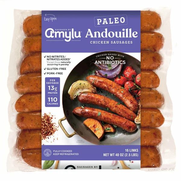 Amylu Paleo Andouille Sausage, 16-count