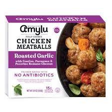 Amylu Roasted Garlic with Parmesan & Romano Cheese Chicken Meatballs, 2 lbs.