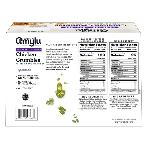 Amylu Tandoori Chicken Crumble Kit, 46 oz