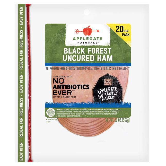 Applegate Natural Black Forest Uncured Ham Sliced, 20 oz.