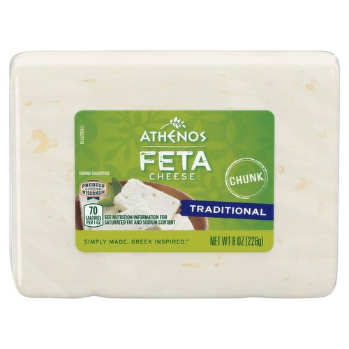 Athenos Chunk Traditional Feta Cheese, 8 oz