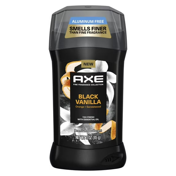 Axe Fine Fragrance Collection Black Vanilla with Orange + Sandalwood Essential Oils Deodorant Stick, 3 Oz