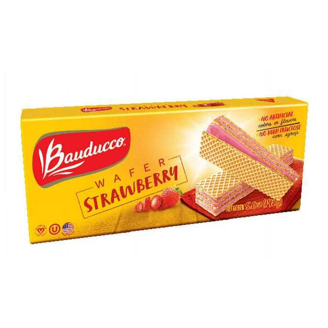 Bauducco Wafer Strawberry, Crispy Wafer Cookies, 5oz
