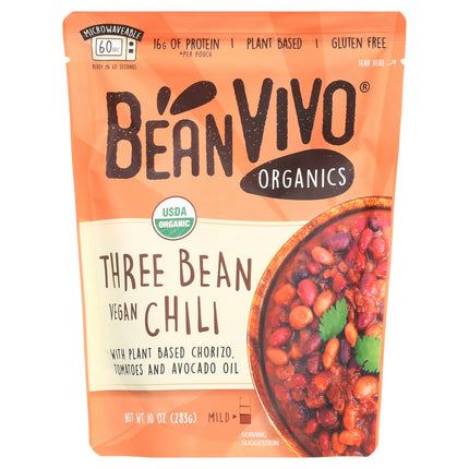 BeanVIVO Organics Three Bean Vegan Chili - Gluten-Free Plant Food - 10 oz
