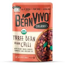 BeanVIVO Organics Three Bean Vegan Chili  Gluten-Free Plant Food - 10 oz Pouch