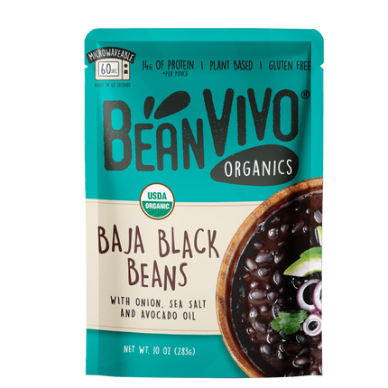 Beanvivo Organics Baja Black Beans, Plant Based P Gluten-Free, 10 Oz Pouch