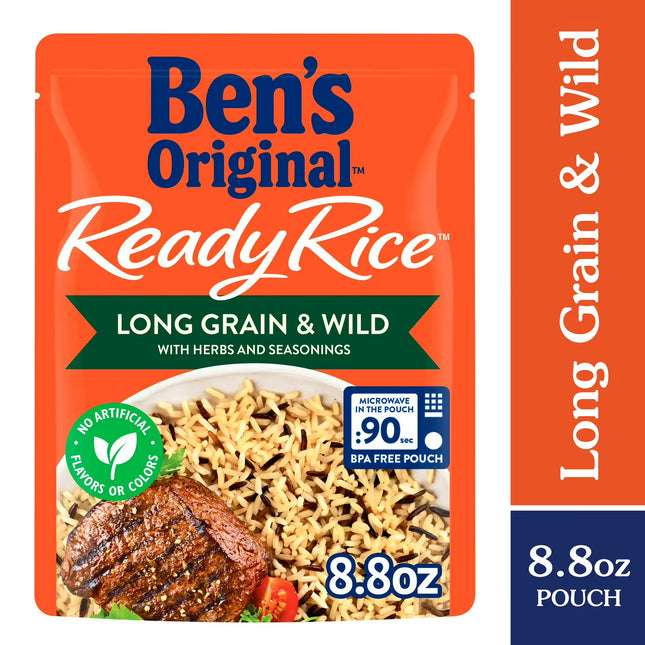 Ben'S Original Ready Rice Long Grain and Wild Flavored Rice 8.8 Ounce Pouch