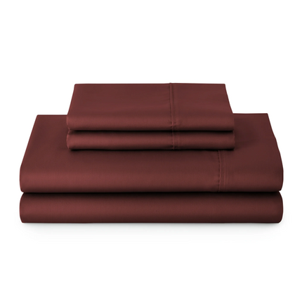 3-Piece t Deep Redwood Cotton Sateen Bed Sheet Set, Twin