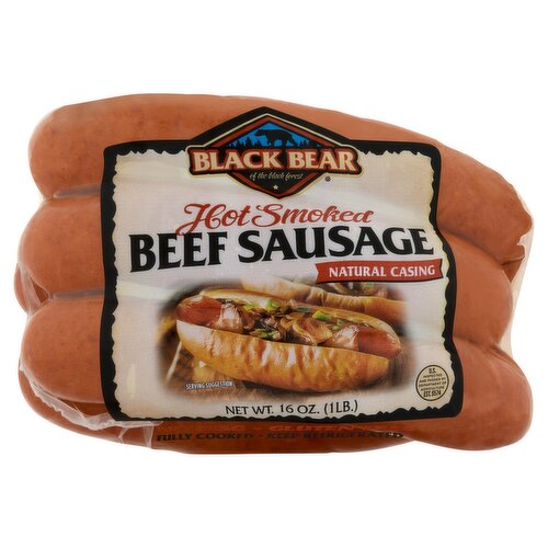 Black Bear Hot Smoked Beef Sausage, 16 oz Pork Casing