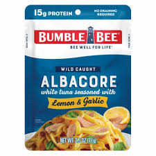 Bumble Bee Lemon & Garlic Seasoned Albacore Tuna in Water, Ready to Eat, 2.5 Oz Pouch