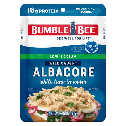 Bumble Bee Low Sodium Chunk White Albacore Tuna in Water, Wild Caught,  Pouch, 2.5 oz