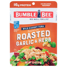 Bumble Bee Roasted Garlic & Herb Seasoned Light Tuna, Wild Caught, Gluten Free Pouch, 2.5 Oz