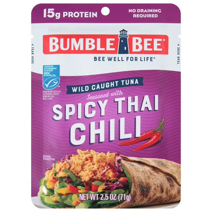 Bumble Bee Spicy Thai Chili Seasoned Light Tuna, Wild Caught, Gluten Free, Pouch, 2.5 Oz