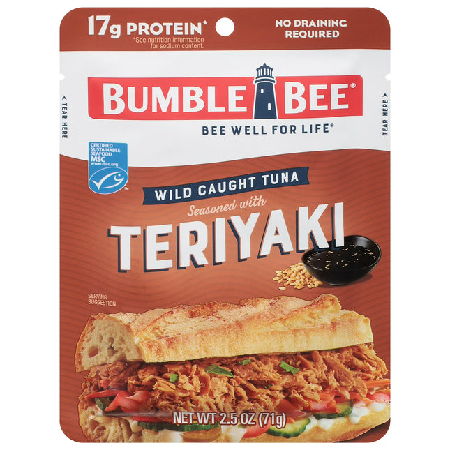 Bumble Bee Teriyaki Seasoned Light Tuna, Wild Caught, Pouch, 2.5 Oz