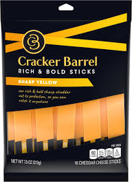 Cracker Barrel Rich & Bold Sharp Yellow Cheddar Cheese Snacks, 10 ct Sticks