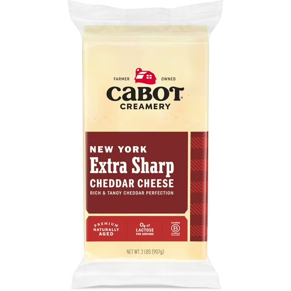 Cabot Creamery New York Extra Sharp Cheddar Cheese Block 2 lb (Refrigerated)