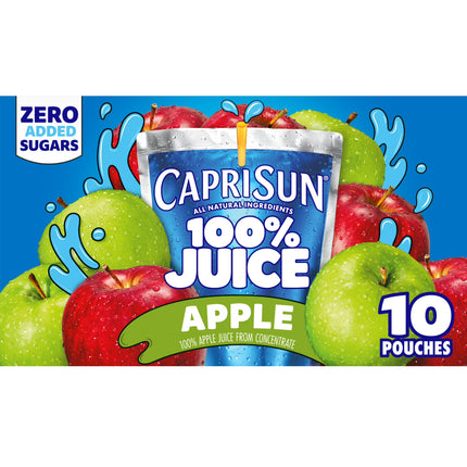 Capri Sun 100% Juice Apple Juice Box Pouches, 10 Ct Box, 6 fl oz Pouches, Liquids