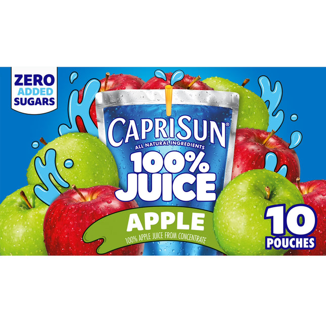 Capri Sun 100% Juice Apple Juice Box Pouches, 10 Ct Box, 6 fl oz Pouches, Liquids