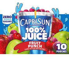 Capri Sun 100% Juice Fruit Punch Naturally Flavored Juice Blend, 10 ct Box, 6 fl