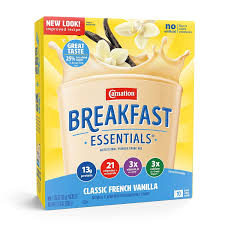 Carnation Breakfast Essentials Powder Nutritional Shake Drink Mix Packets, Classic French Vanilla, 10 Count