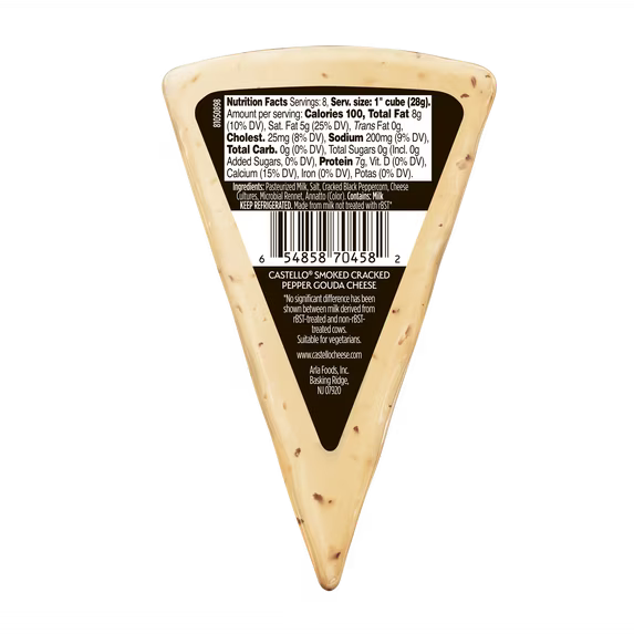 Castello Gourmet Smoked Cracked Pepper Gouda Cheese 8 oz Wedge