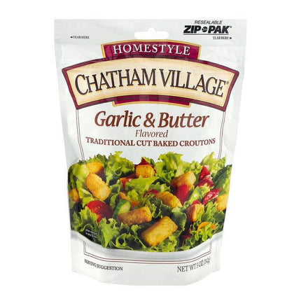 Chatham Village Homestyle Garlic and Butter Flavored Croutons, 5 oz. Bag