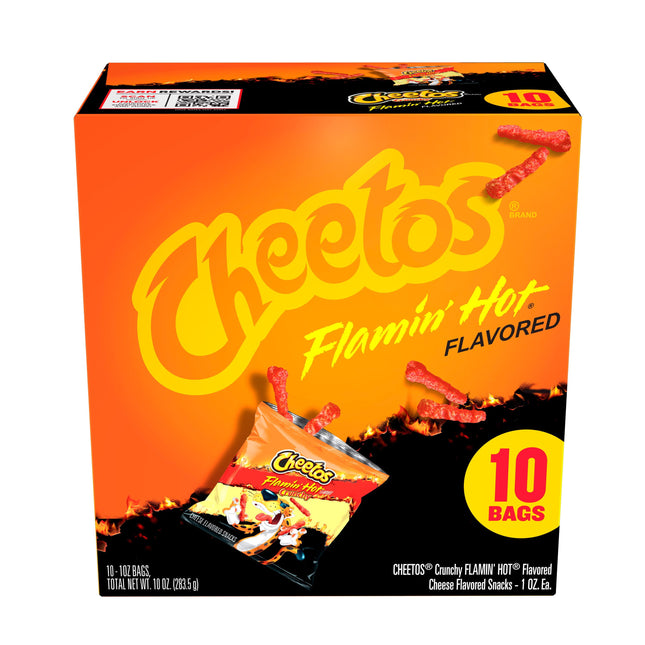 Cheetos Crunchy Cheese Flamin' Hot Flavored Snack Chips, 1 Ounce Bags, 10 Count
