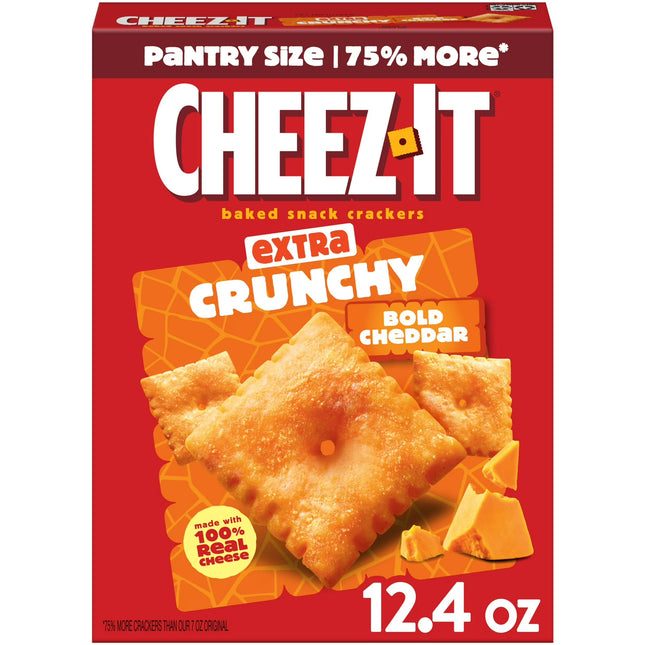 Cheez-It Extra Crunchy Bold Cheddar Cheese Crackers, Baked Crackers, 12.4 Oz
