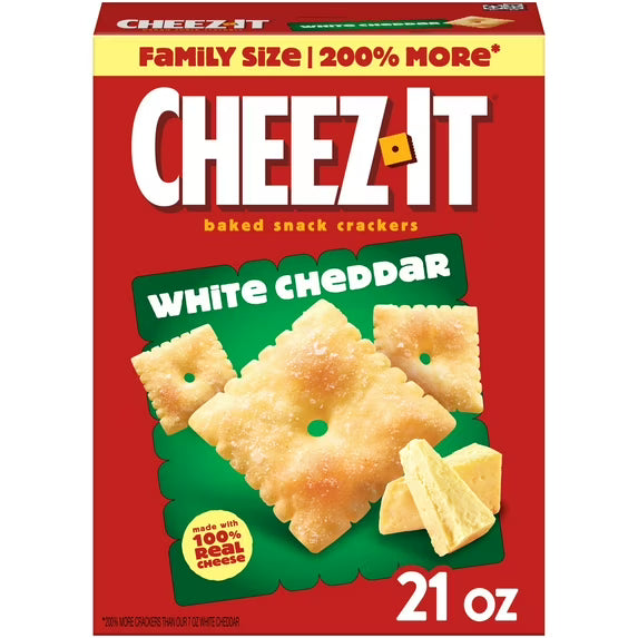 Cheez-It White Cheddar Cheese Crackers, Baked Snack Crackers, 21 Oz