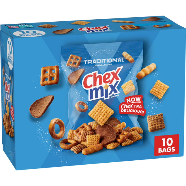 Chex Mix Snack Mix, Traditional Original Recipe, Multipack Snack Bags, 10 Count, 17.5 oz