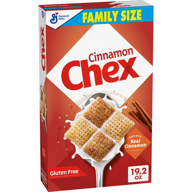 Cinnamon Chex Cereal, Gluten Free Breakfast Cereal, Family Size, 19.2 oz