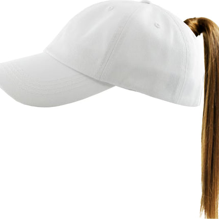 Women's Classic Smooth Cotton Ponytail Bal lcap One Size
