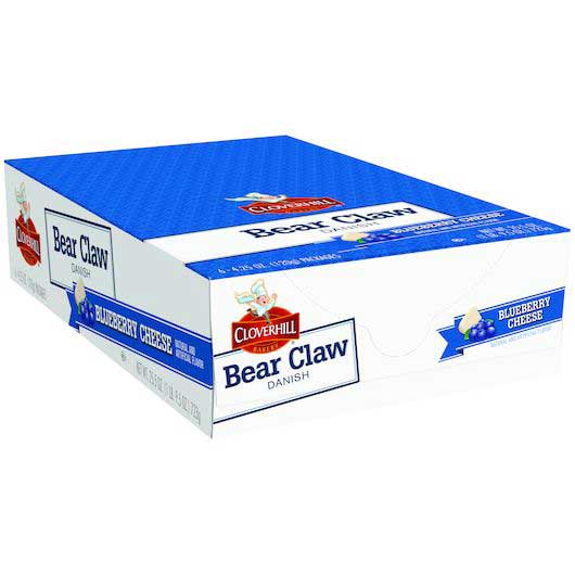 Cloverhill Bear Claw Blueberry Cheese Danish, 4.25 Ounce -- 24 per case