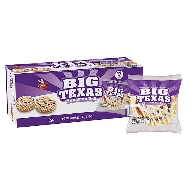 Cloverhill Big Texas Cinnamon Roll 12 ct  (4 oz. roll)