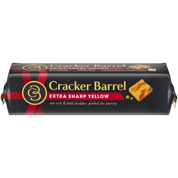 Cracker Barrel Block Extra Sharp Yellow Cheddar Cheese, 8 Oz Chunk