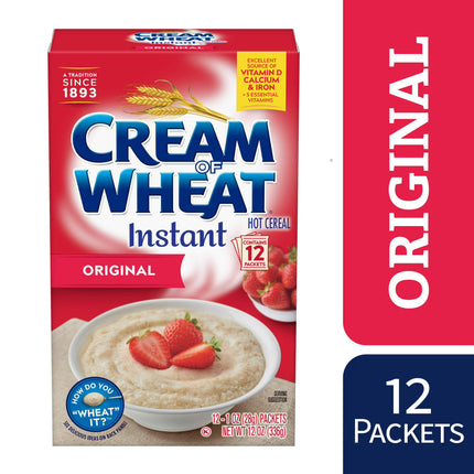Cream of Wheat Instant Hot Cereal, Original Flavor, Kosher, Shelf-Stable, 12 Packets