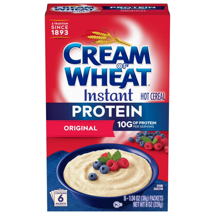 Cream of Wheat Protein Instant Original Hot Cereal, Hot Breakfast Cereal, 8 Oz, 6 Packets