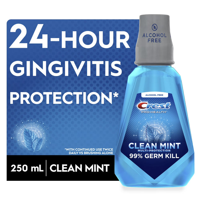 Crest Pro Health Alcohol Free Mouthwash, Clean Mint, 8.4 OZ