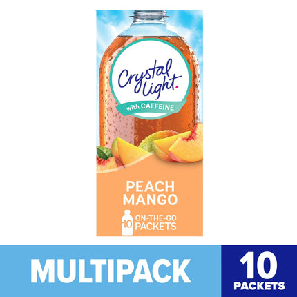 Crystal Light Peach Mango  Drink Mix Singles with Caffeine, 10 Ct on-the-Go-Packets, Powders