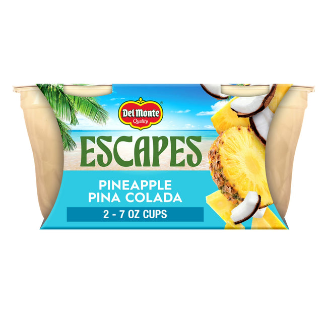 Del Monte Escapes Pineapple Pina Colada 2-7 oz. Cups, Fruit Cup Snacks