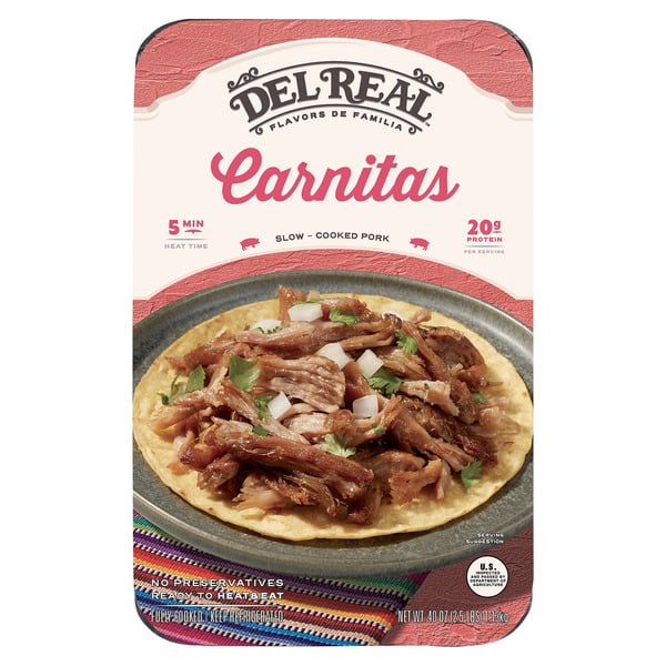 Del Real Foods  Pork Carnitas, 40 oz