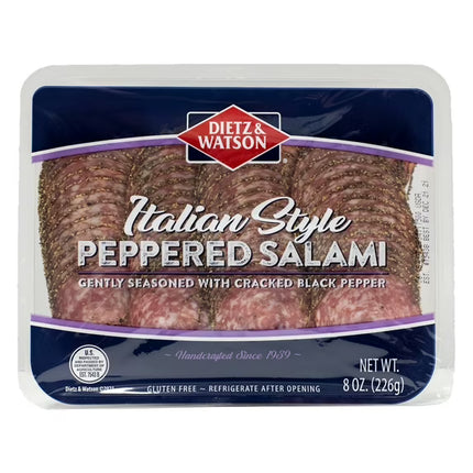Dietz & Watson Italian Style Peppered Salami, Pre-Sliced, 8 oz Plastic