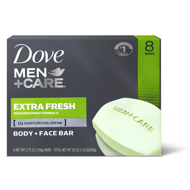 Dove Men+Care Extra Fresh Body and Face Bar, 4 Oz, 8 Bar