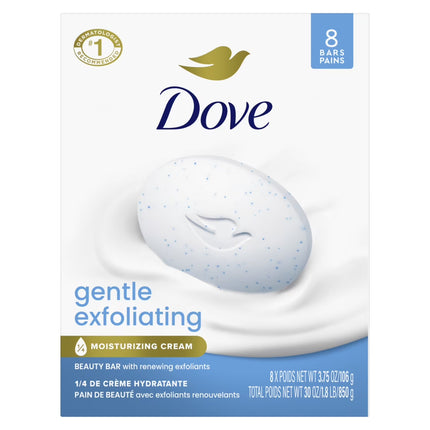 Dove Beauty Bar Women'S Bath Soap Gentle Exfoliating, 3.75 Oz 8 Bars